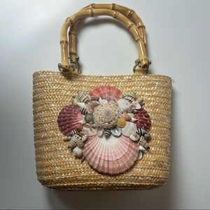 Straw and Seashell Mini Bucket Bag
